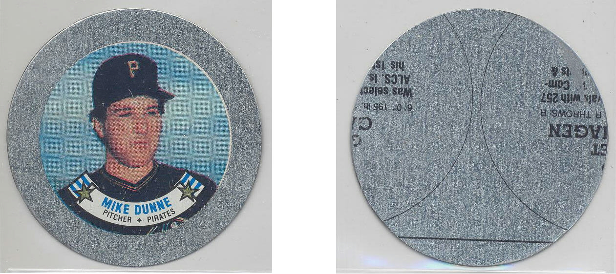 1988 Topps Baseball Coins Metal Proof Discs 040 Mike Dunne